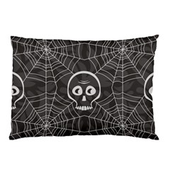 Skull And Spider Web On Dark Background Pillow Case (two Sides) by FloraaplusDesign