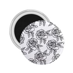 Line Art Black And White Rose 2 25  Magnets by MintanArt