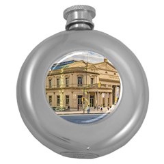 Solis Theater Exterior View, Montevideo, Uruguay Round Hip Flask (5 Oz) by dflcprintsclothing