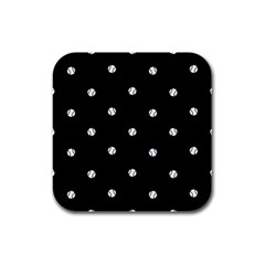 Black And White Baseball Motif Pattern Rubber Square Coaster (4 Pack)  by dflcprintsclothing