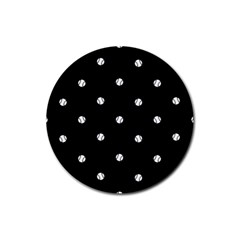 Black And White Baseball Motif Pattern Rubber Coaster (round)  by dflcprintsclothing