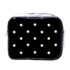 Black And White Baseball Motif Pattern Mini Toiletries Bag (one Side) by dflcprintsclothing