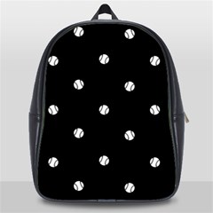 Black And White Baseball Motif Pattern School Bag (xl) by dflcprintsclothing