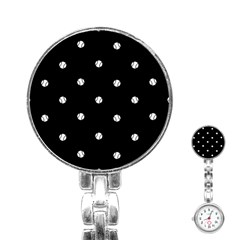 Black And White Baseball Motif Pattern Stainless Steel Nurses Watch by dflcprintsclothing