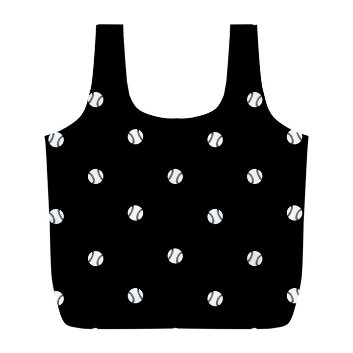 Black And White Baseball Motif Pattern Full Print Recycle Bag (L)