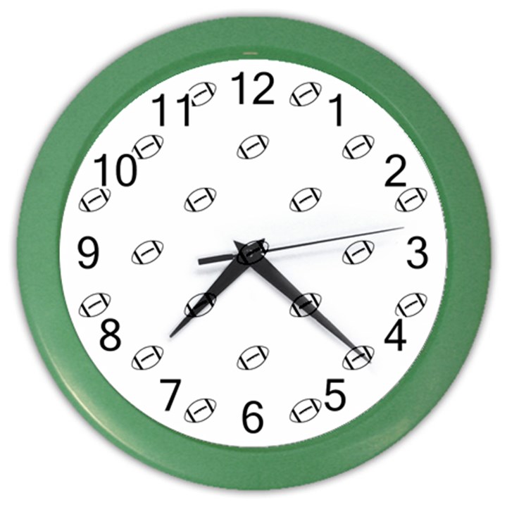 American Football Ball Motif Print Pattern Color Wall Clock