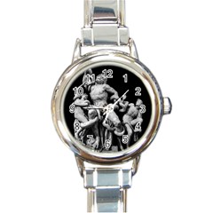 Laocoon Sculpture Over Black Round Italian Charm Watch by dflcprintsclothing