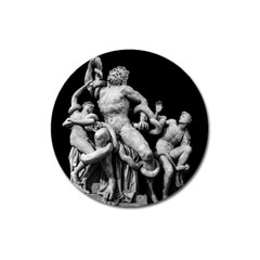 Laocoon Sculpture Over Black Magnet 3  (round) by dflcprintsclothing