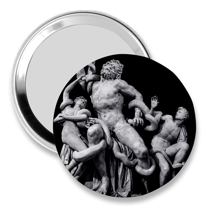 Laocoon Sculpture Over Black 3  Handbag Mirrors