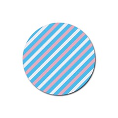 Transgender Pride Diagonal Stripes Pattern Rubber Round Coaster (4 Pack)  by VernenInk