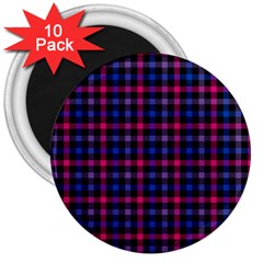 Bisexual Pride Checkered Plaid 3  Magnets (10 Pack)  by VernenInk