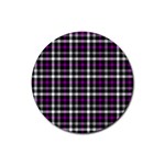 Asexual Pride Checkered Plaid Rubber Round Coaster (4 pack)  Front