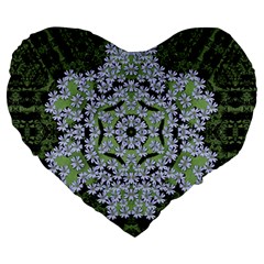 Calm In The Flower Forest Of Tranquility Ornate Mandala Large 19  Premium Flano Heart Shape Cushions by pepitasart