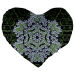 Calm In The Flower Forest Of Tranquility Ornate Mandala Large 19  Premium Flano Heart Shape Cushions Front