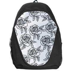 Line Art Black And White Rose Backpack Bag by MintanArt