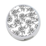 Line Art Black And White Rose 4-Port USB Hub (Two Sides) Front