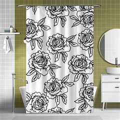 Line Art Black And White Rose Shower Curtain 48  X 72  (small)  by MintanArt