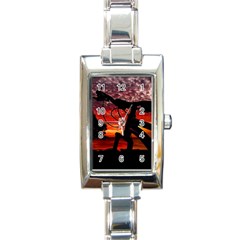 Mountain Bike Parked At Waterfront Park003 Rectangle Italian Charm Watch by dflcprintsclothing