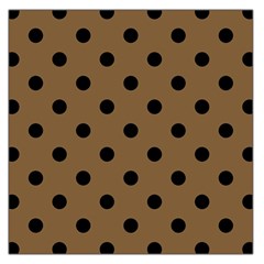 Large Black Polka Dots On Coyote Brown - Large Satin Scarf (square) by FashionLane