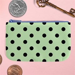 Large Black Polka Dots On Tea Green - Large Coin Purse by FashionLane