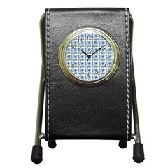 Azulejo Style Blue Tiles Pen Holder Desk Clock by MintanArt