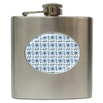 Azulejo style blue tiles Hip Flask (6 oz) Front