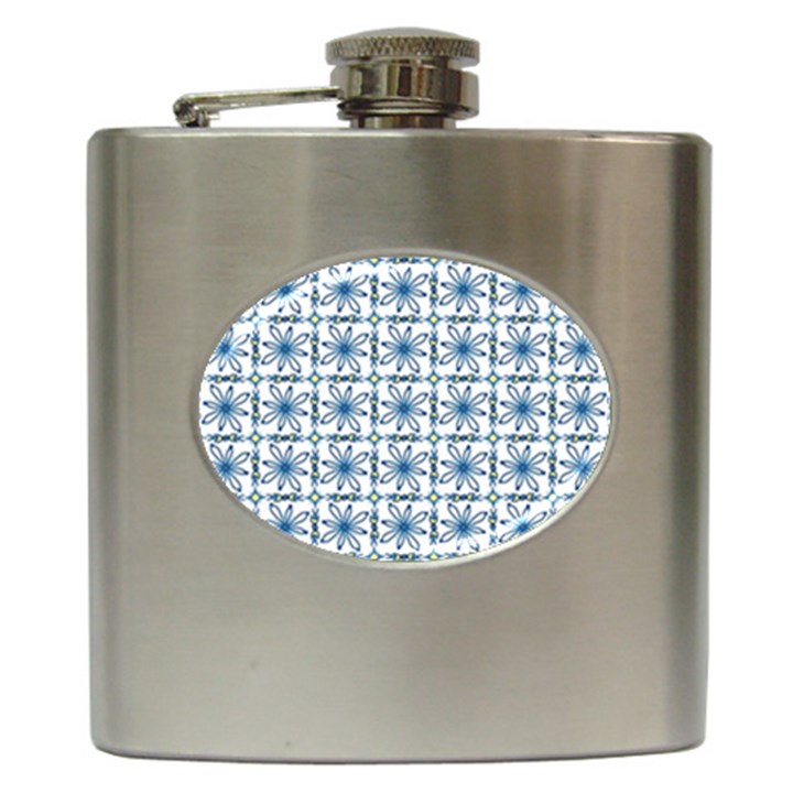 Azulejo style blue tiles Hip Flask (6 oz)