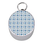 Azulejo style blue tiles Mini Silver Compasses Front