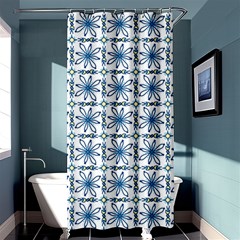 Azulejo Style Blue Tiles Shower Curtain 36  X 72  (stall)  by MintanArt