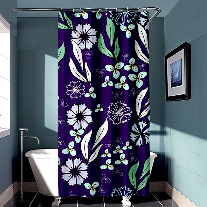 Floral blue pattern Shower Curtain 36  x 72  (Stall) 