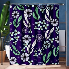 Floral Blue Pattern Shower Curtain 60  X 72  (medium)  by MintanArt