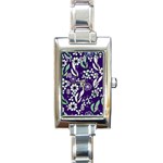 Floral blue pattern  Rectangle Italian Charm Watch Front