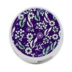 Floral blue pattern  4-Port USB Hub (One Side) Front