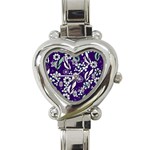 Floral blue pattern  Heart Italian Charm Watch Front