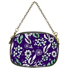 Floral Blue Pattern  Chain Purse (one Side) by MintanArt