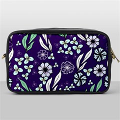 Floral Blue Pattern  Toiletries Bag (one Side) by MintanArt