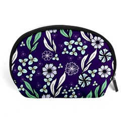 Floral Blue Pattern  Accessory Pouch (large) by MintanArt