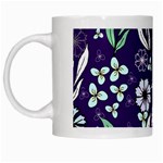 Floral blue pattern  White Mugs Left