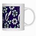 Floral blue pattern  White Mugs Right