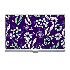 Floral Blue Pattern  Business Card Holder by MintanArt