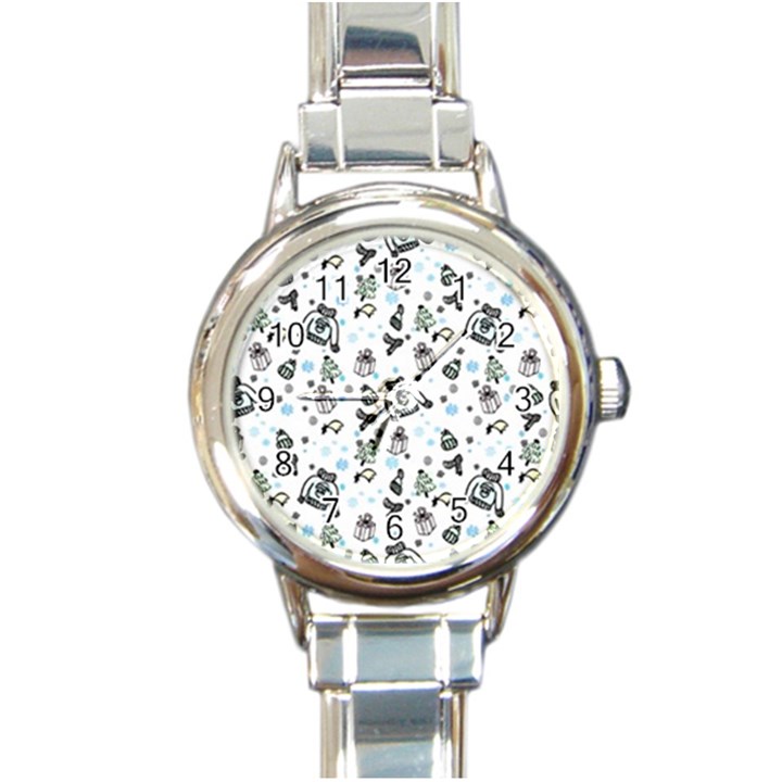 Winter story patern Round Italian Charm Watch