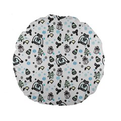 Winter Story Patern Standard 15  Premium Flano Round Cushions by MintanArt