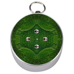 One Island In A Safe Environment Of Eternity Green Silver Compasses by pepitasart