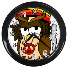  Rainbow Stoner Owl Wall Clock (black) by IIPhotographyAndDesigns