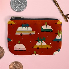 Cute Merry Christmas And Happy New Seamless Pattern With Cars Carrying Christmas Trees Mini Coin Purse by EvgeniiaBychkova