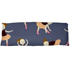 Cute  Pattern With  Dancing Ballerinas On The Blue Background Body Pillow Case (dakimakura) by EvgeniiaBychkova