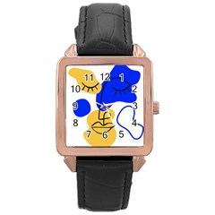 Evening Mood Face Drawing Rose Gold Leather Watch  by ArtsyWishy