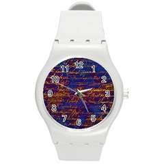 Majestic Purple And Gold Design Round Plastic Sport Watch (m) by ArtsyWishy