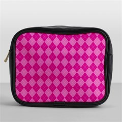 Pink Diamond Pattern Mini Toiletries Bag (one Side) by ArtsyWishy