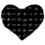 Electrical Symbols Callgraphy Short Run Inverted Large 19  Premium Heart Shape Cushions Back